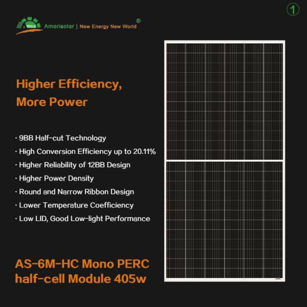 AS-6M-HC Mono PERC half-cell Module 405W